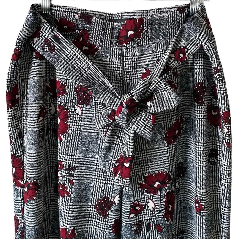 LIKE AN ANGEL | Women’s Plaid Floral Print Straight Leg Trouser Pants Size XL - Picture 4 of 7